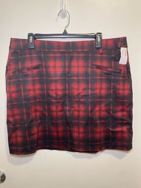 Maurices Red and Black Plaid Mini Skirt